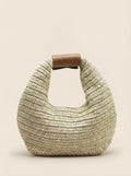 Round Crochet Woven Handheld Straw Bag