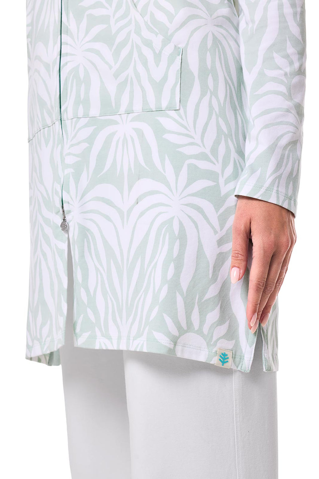 Women's Cabana Long Zip-Up Hoodie | Misty Aqua American Palm