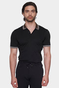 The Mercerized Cotton Polo (Black & Brown Accent)