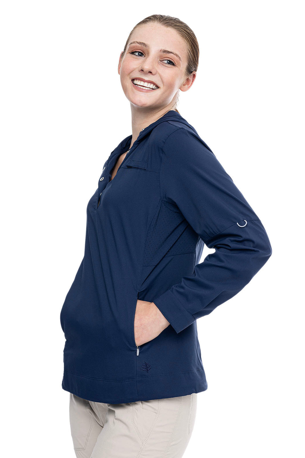 Women's Sea Spray Henley Hoodie | Navy