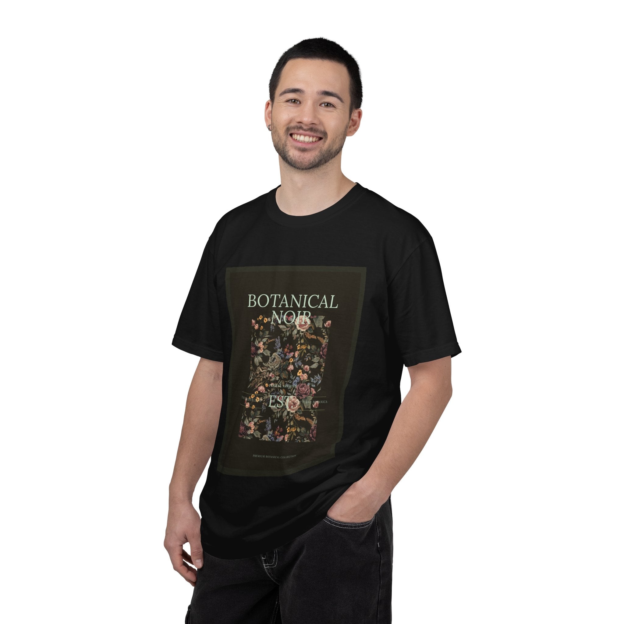 Botanical Noir Unisex T-Shirt — Vintage Floral Poster Tee