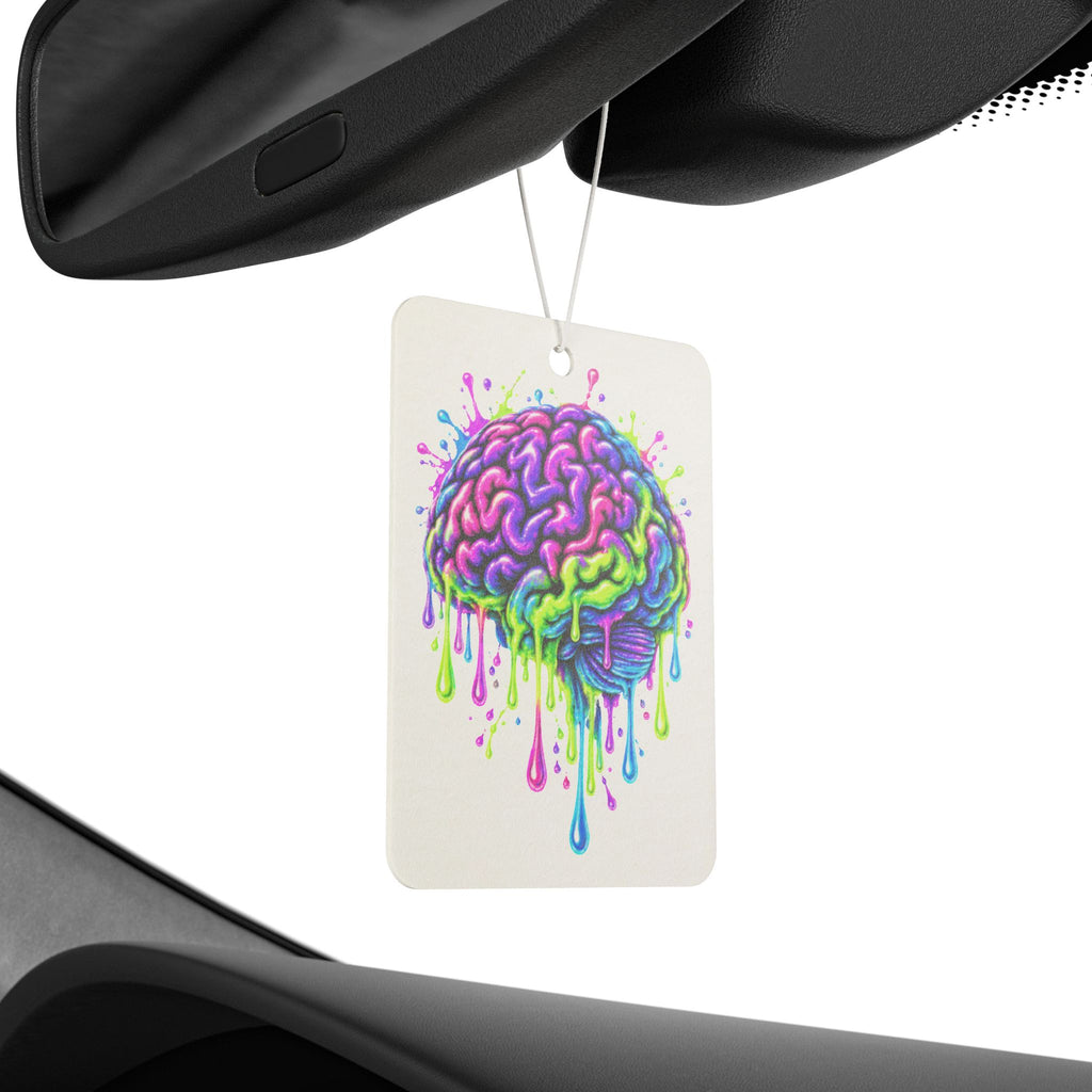 Dripping Neon Brain Car Air Freshener — Vibrant Scented Car Decor