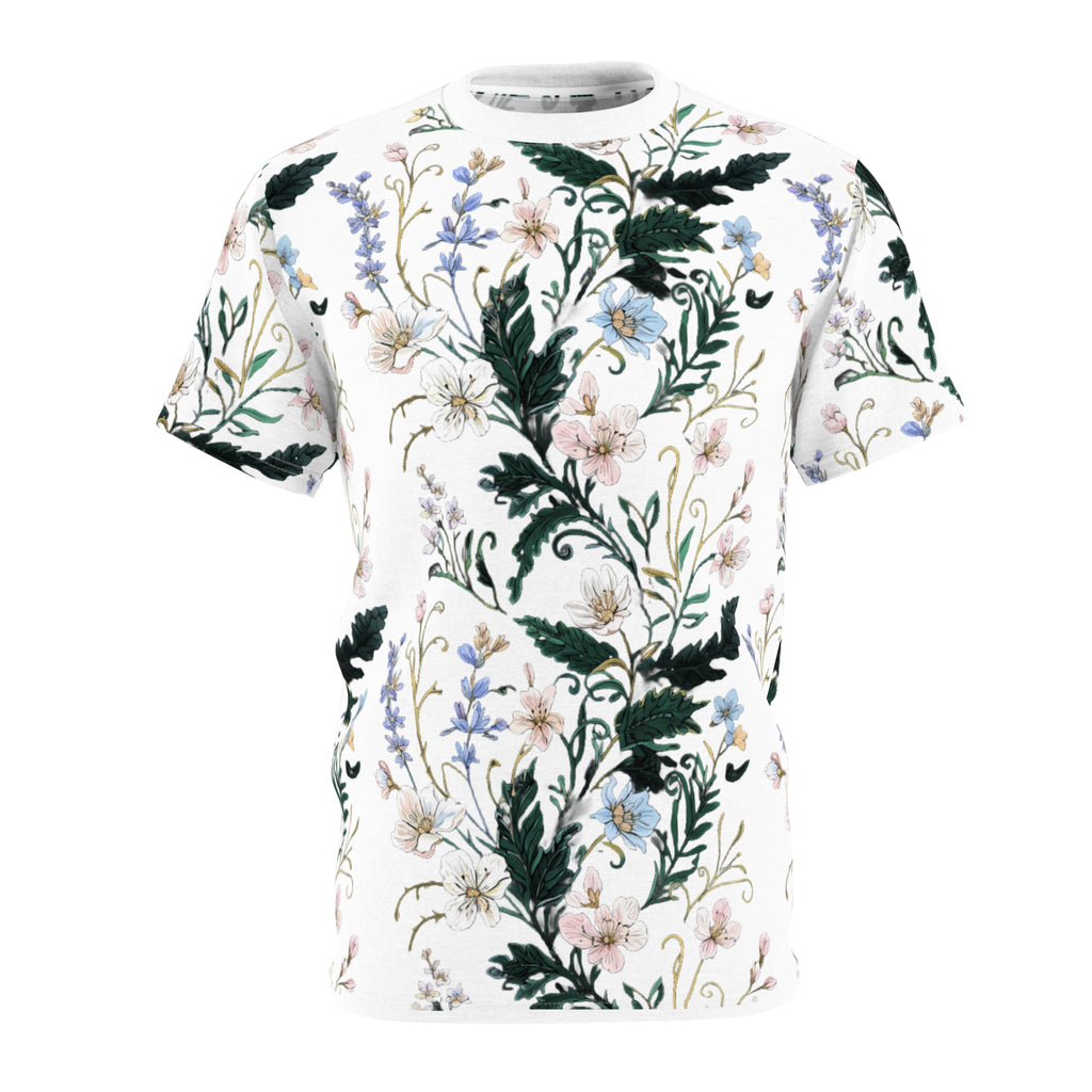 Floral Meadow Unisex Tee — Vintage Botanical Pattern