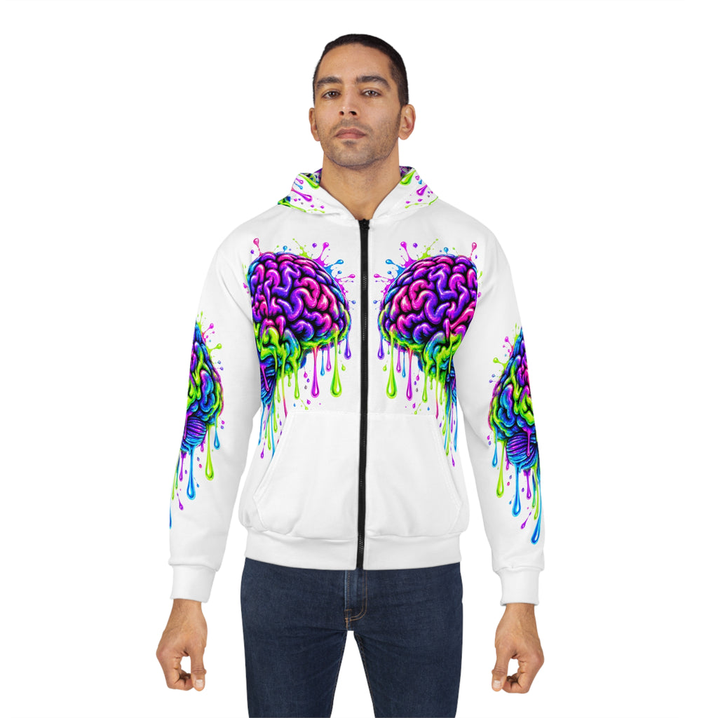 Dripping Neon Brain Zip Hoodie