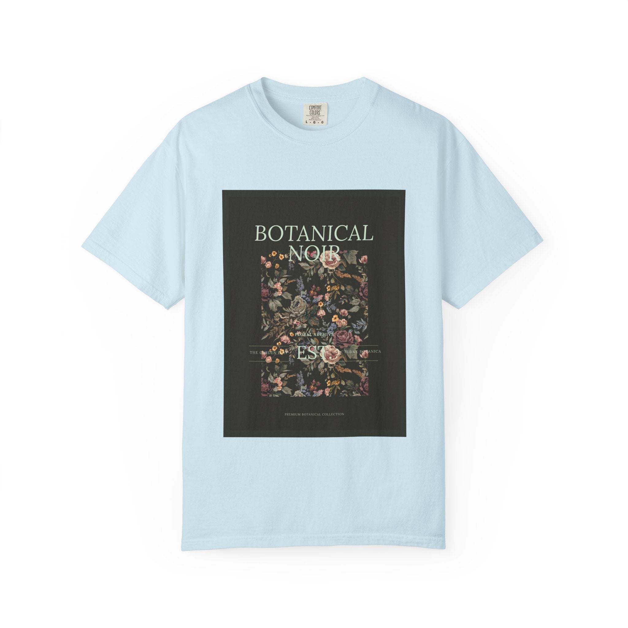 Botanical Noir Unisex T-Shirt — Vintage Floral Poster Tee