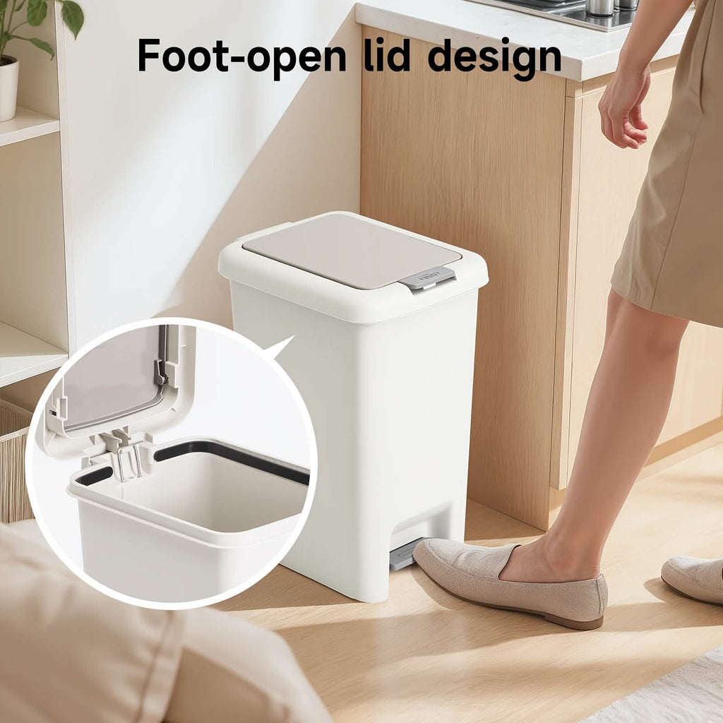 Oval Trash Can – Quiet Press-Top Lid with Foot Pedal – 20L