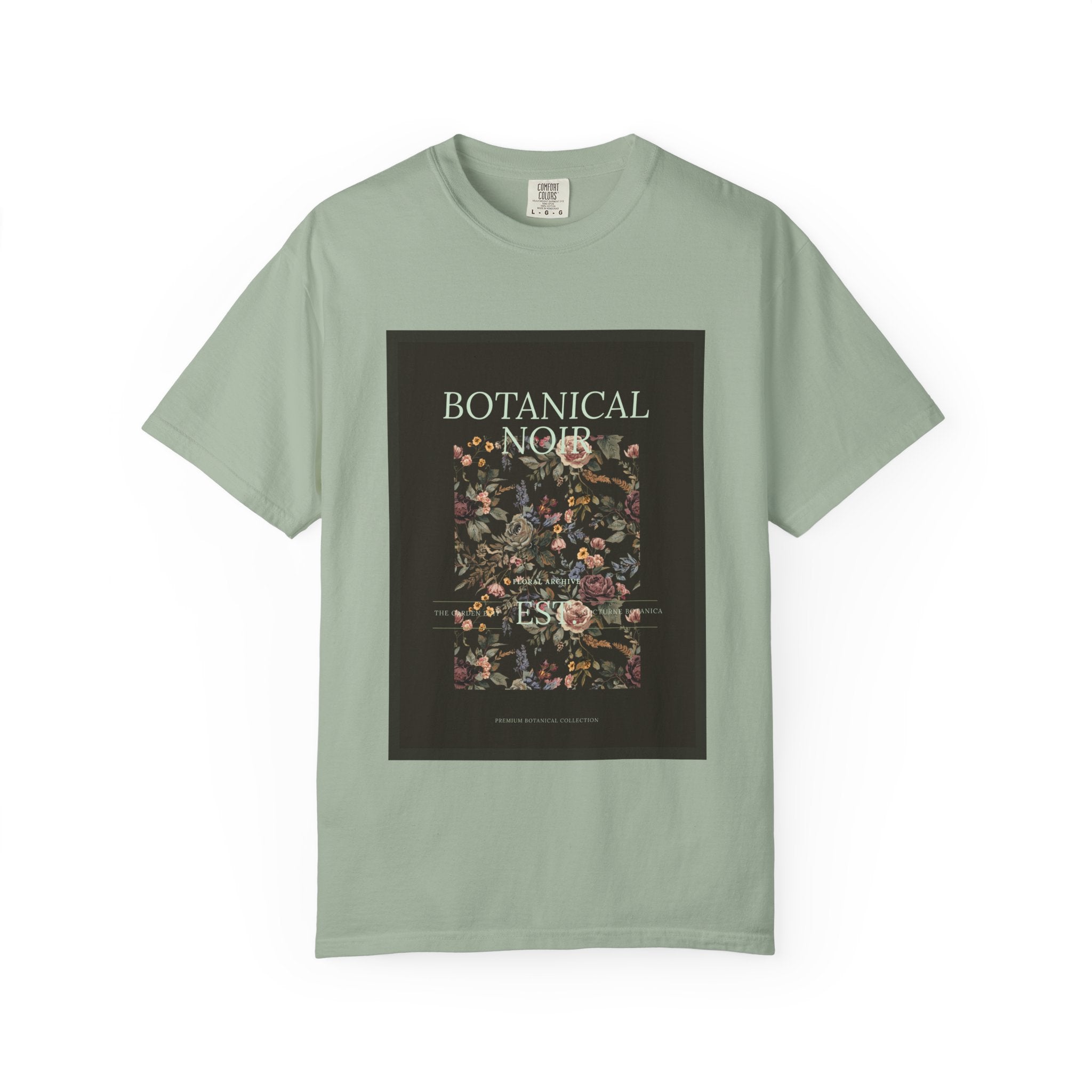 Botanical Noir Unisex T-Shirt — Vintage Floral Poster Tee