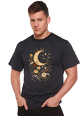 Celestial Moon Boho Flowers Vintage Unisex Bamboo/Cotton T-Shirt