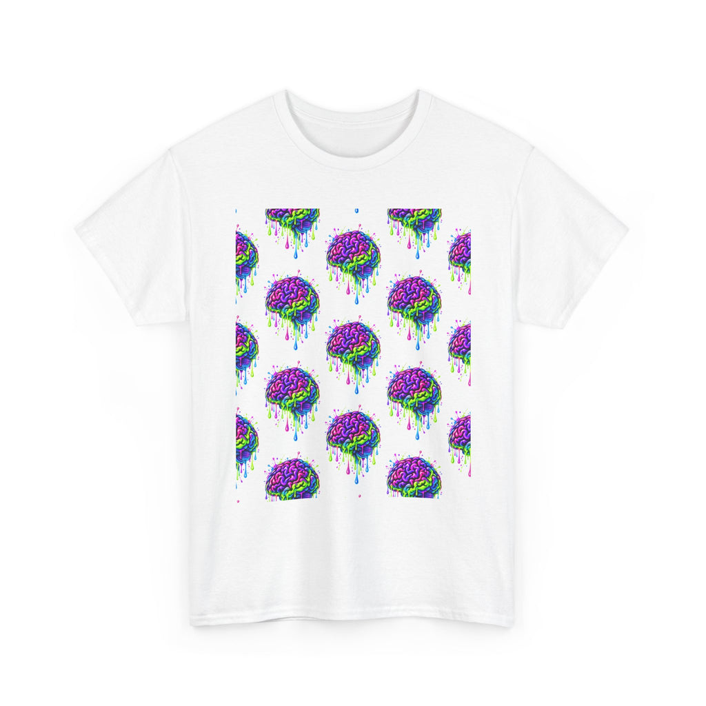 Dripping Brain T-Shirt — Neon Retro Pattern Tee