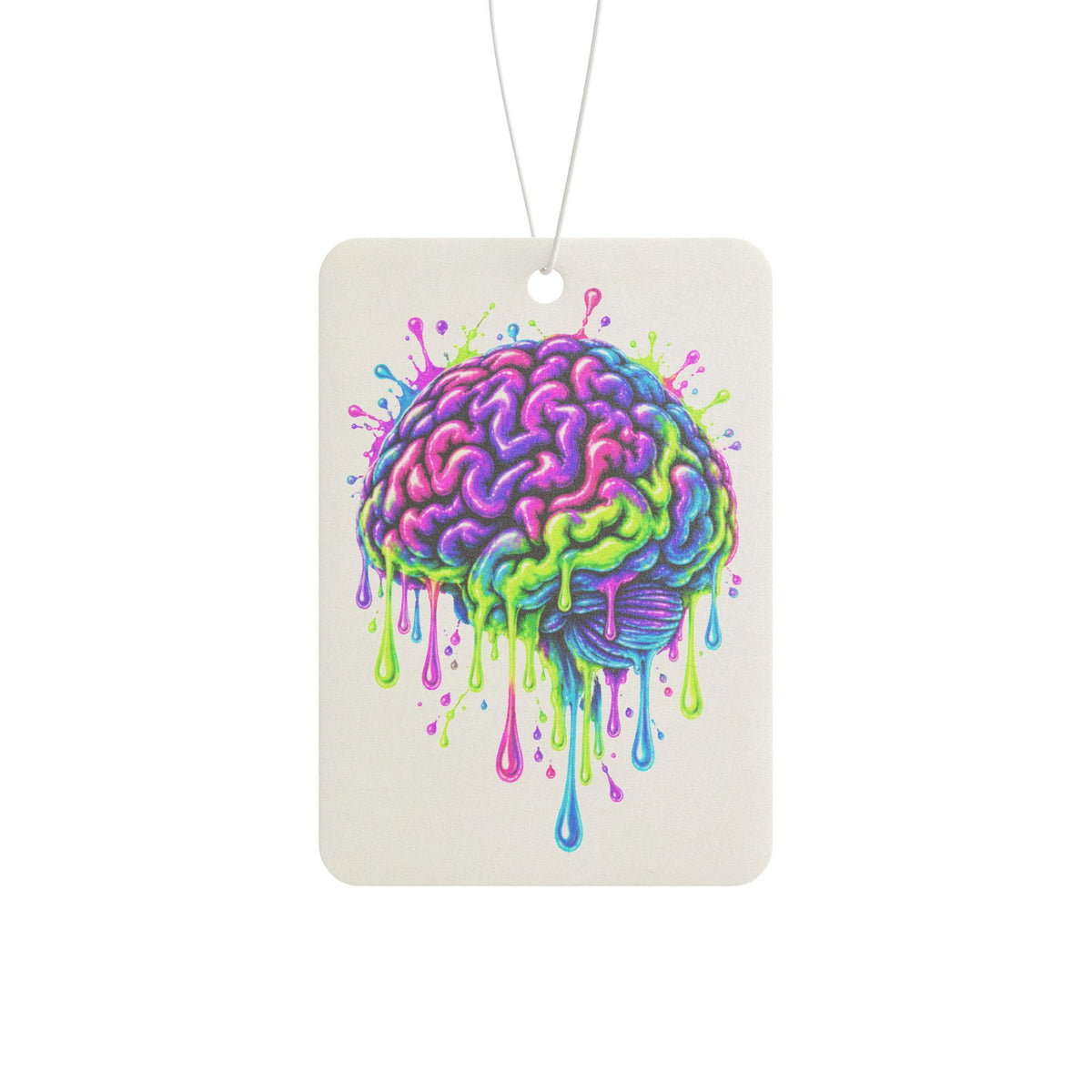 Dripping Neon Brain Car Air Freshener — Vibrant Scented Car Decor