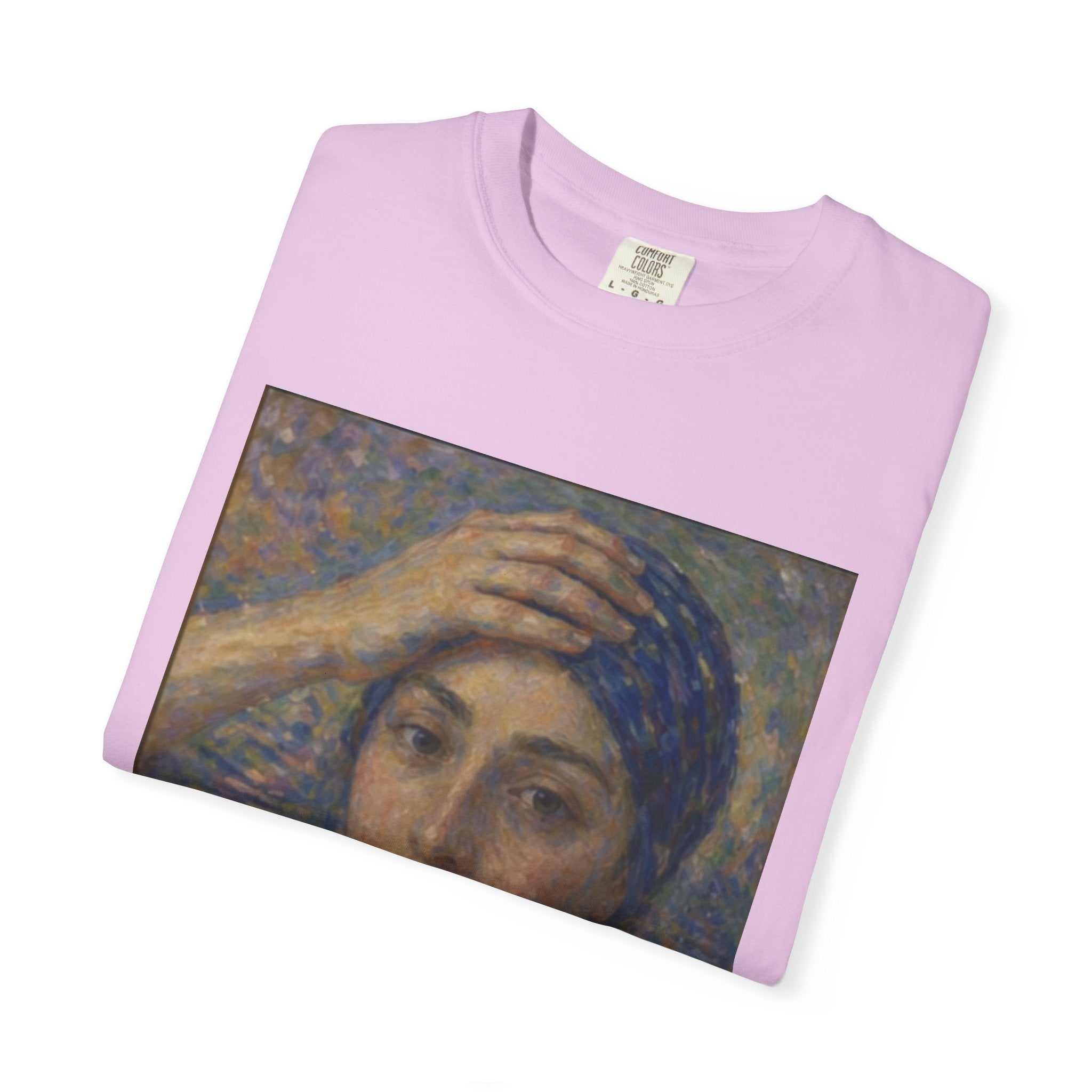 Impressionist Portrait 'Girl with the Blue Scarf' — Claude Monet Unisex Print Tee