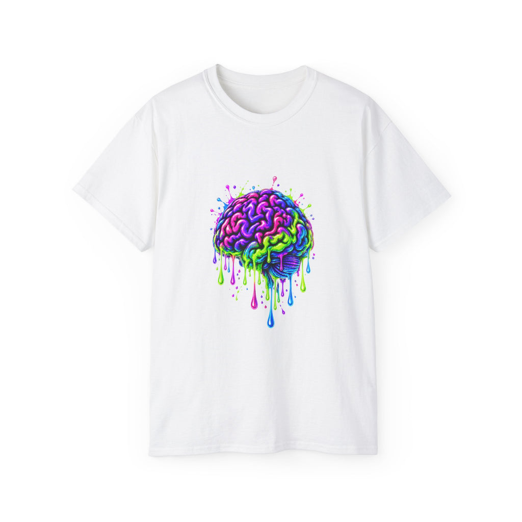 Dripping Neon Brain T‑Shirt — Art Tee