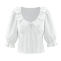French Petal Collar Lace Slim Shirt
