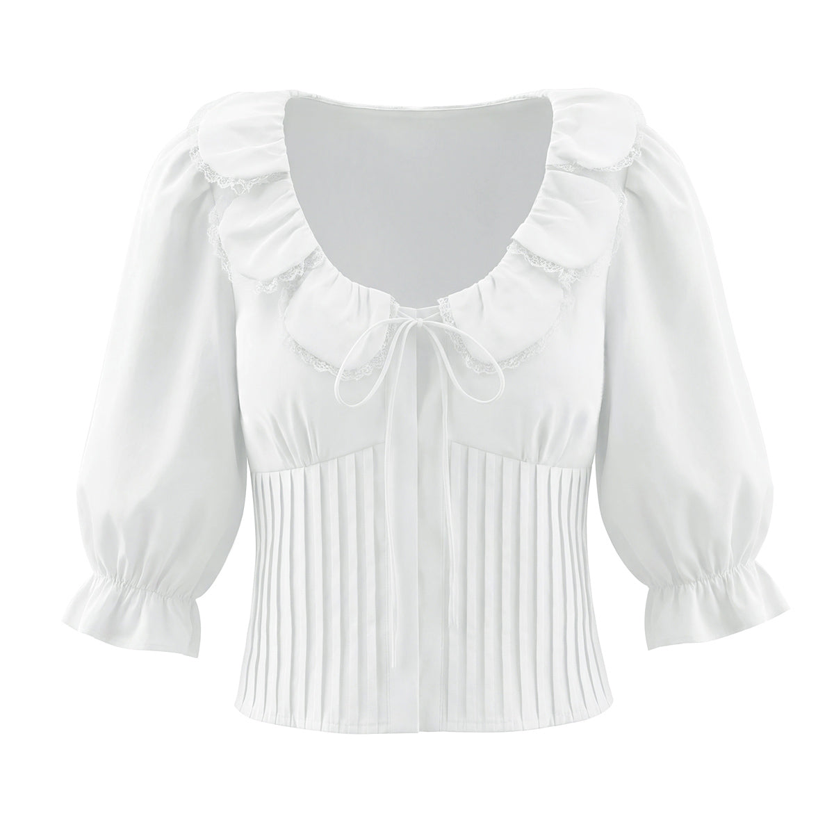 French Petal Collar Lace Slim Shirt