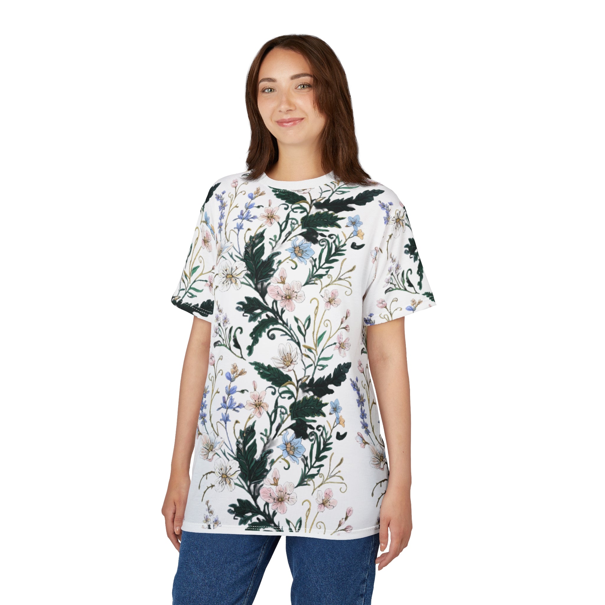 Floral Meadow Unisex Tee — Vintage Botanical Pattern
