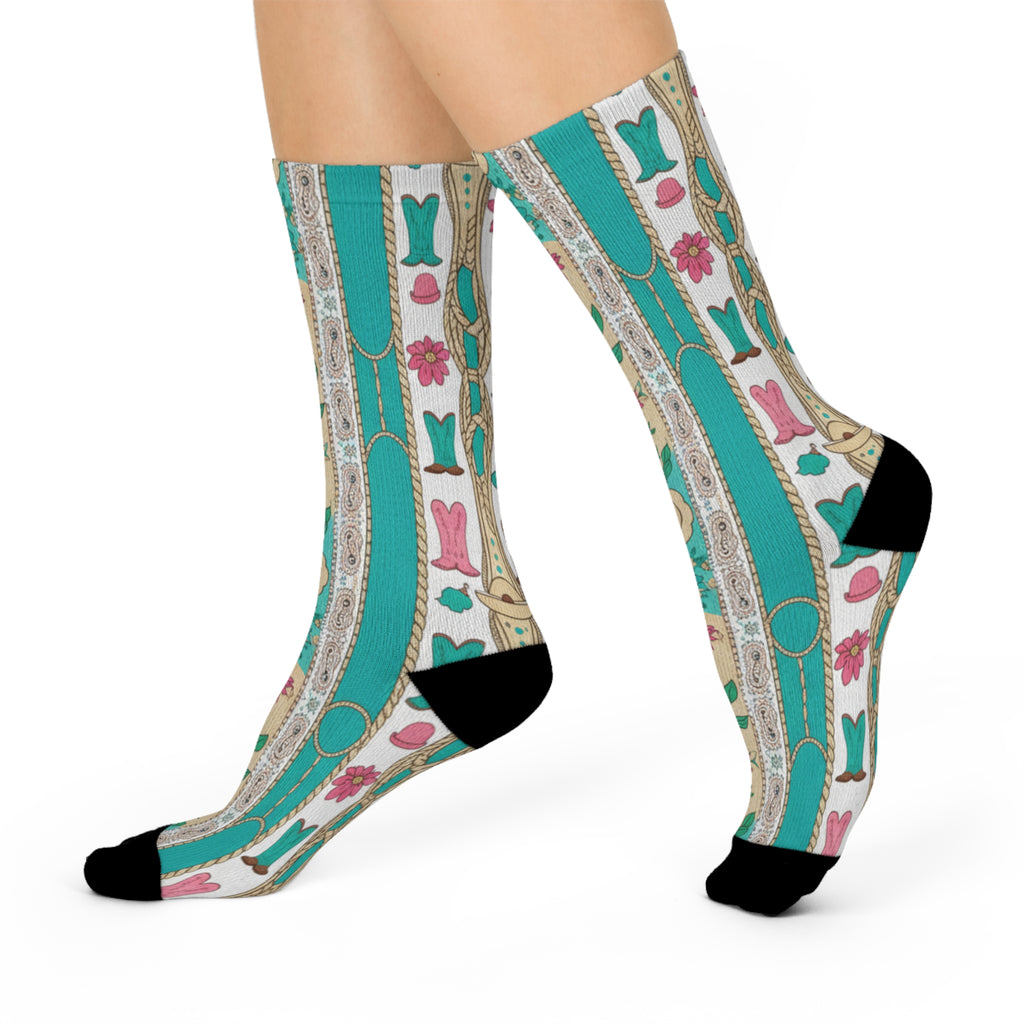 Athletic Socks - Cowboy Princess Design, Moisture-Wicking, Breathable Fabric