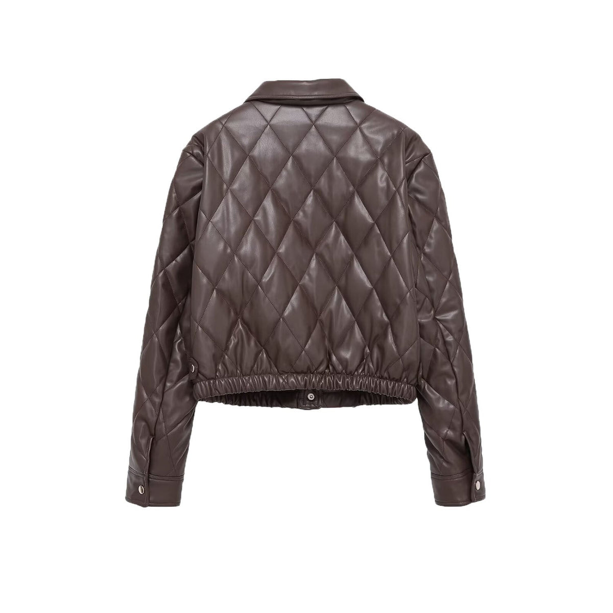BYMANYC Women's Soho Brown Quilted Faux Leather Bomber Jacket