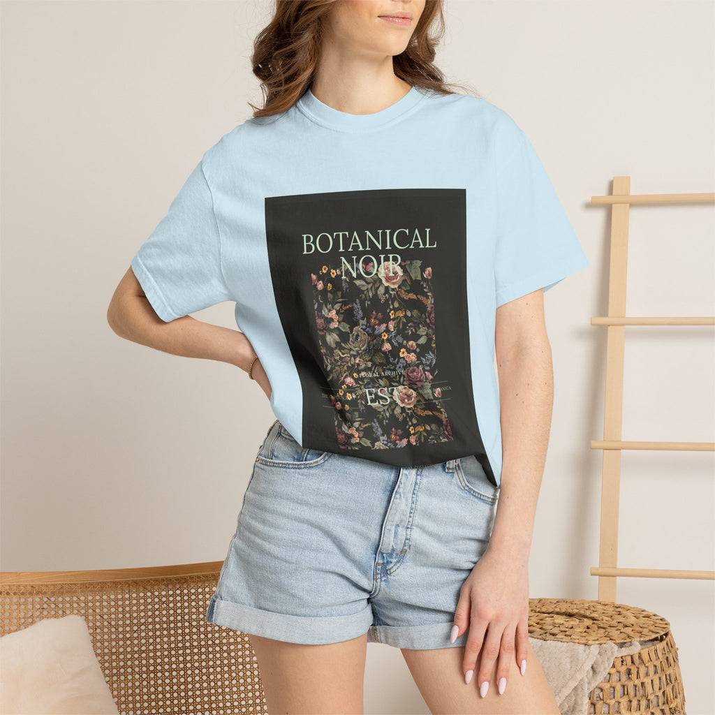Botanical Noir Unisex T-Shirt — Vintage Floral Poster Tee
