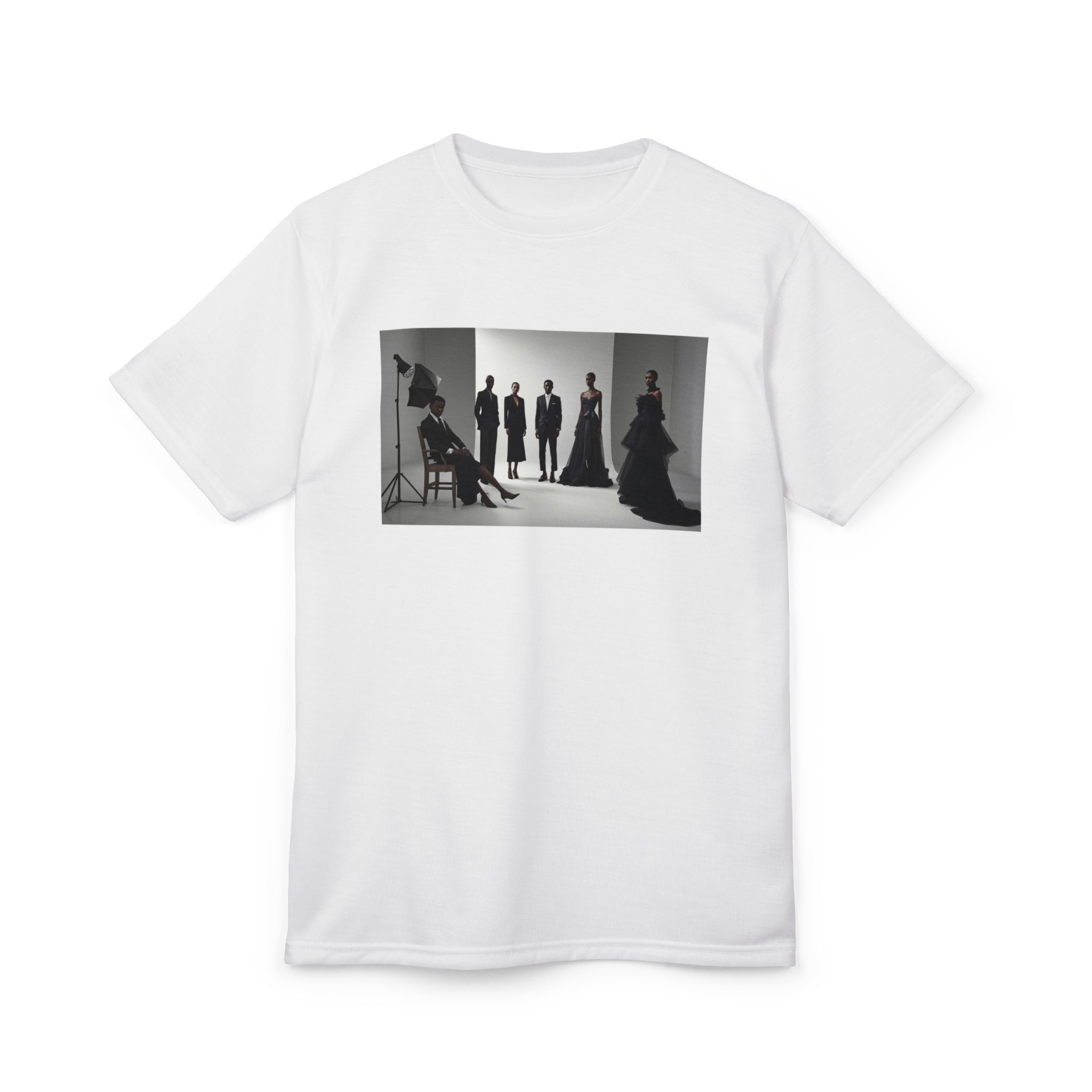 Fashion Photoshoot Unisex Tee — Black & White Editorial Photo T-Shirt