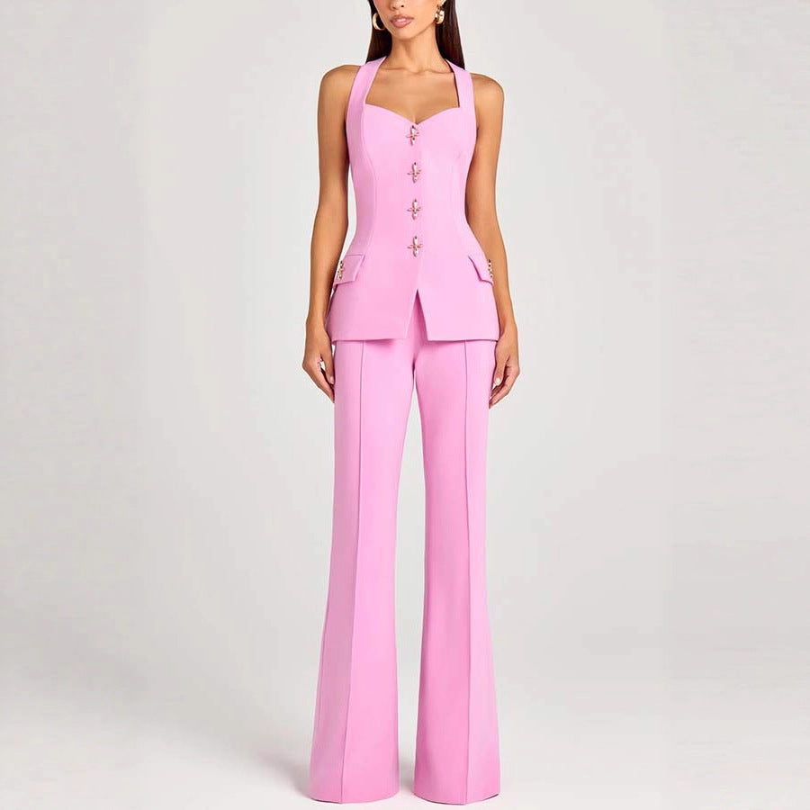 Women's Solid-Color Long-Sleeve Blazer with Metallic Zipper Detail
