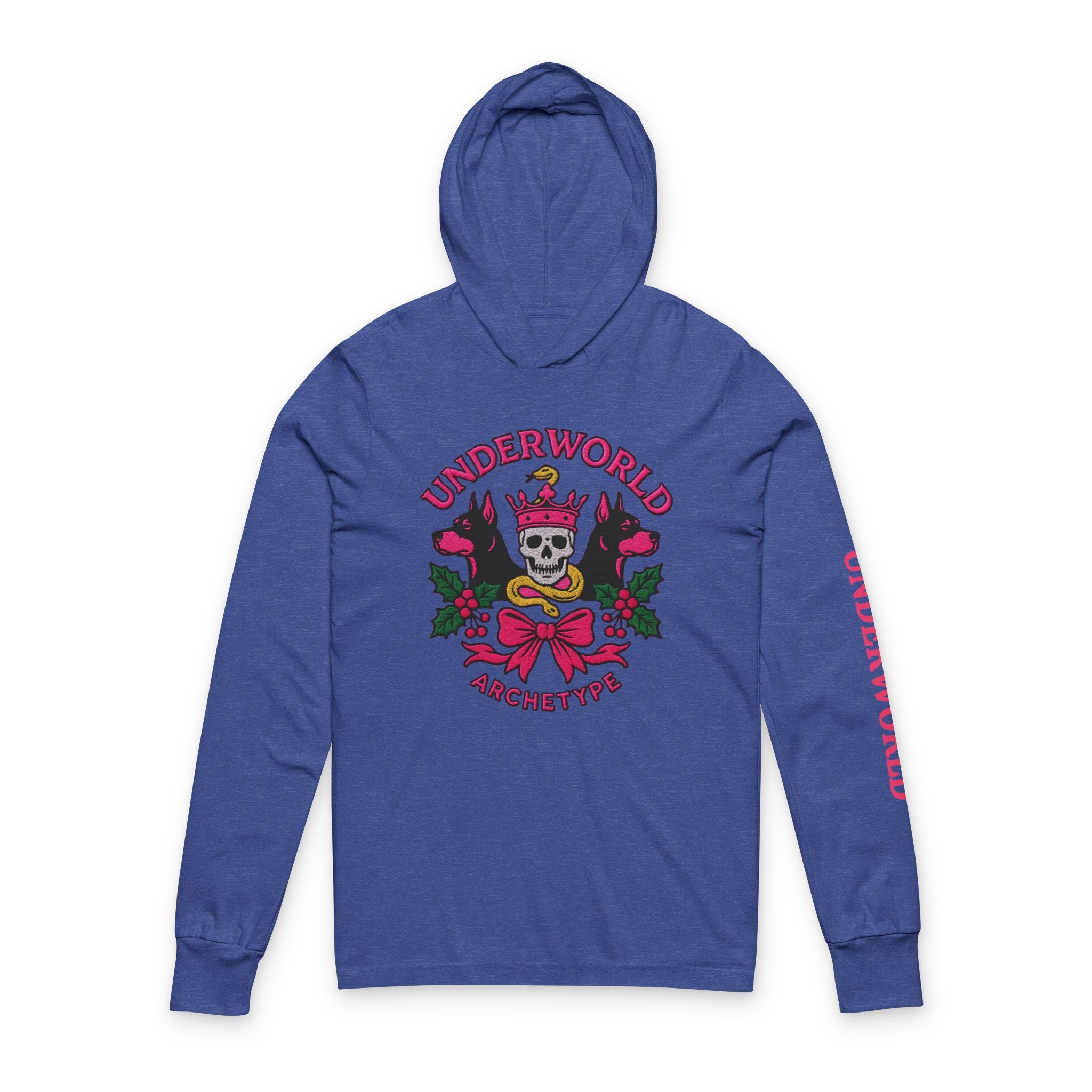 Underworld Pink Snake Skull Hooded Long Sleeve Tee - Statement Streetwear