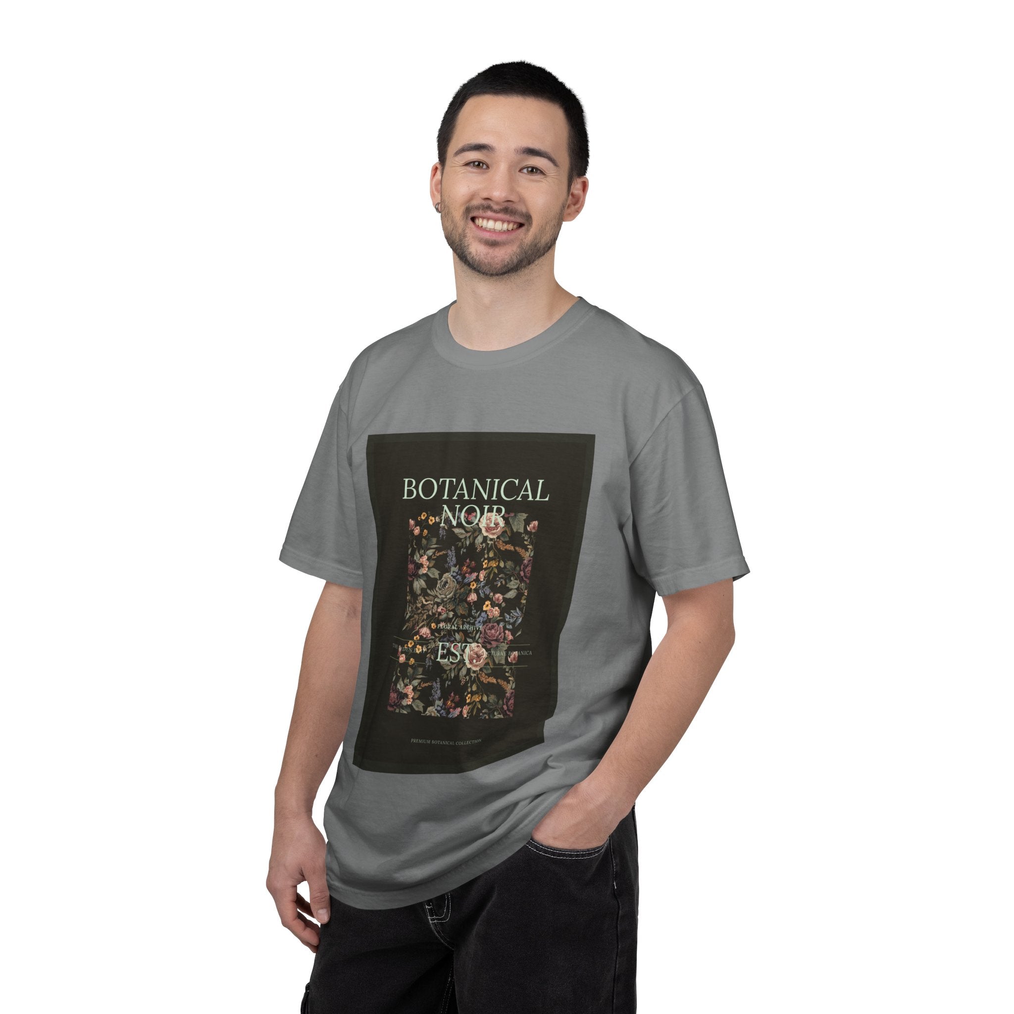 Botanical Noir Unisex T-Shirt — Vintage Floral Poster Tee