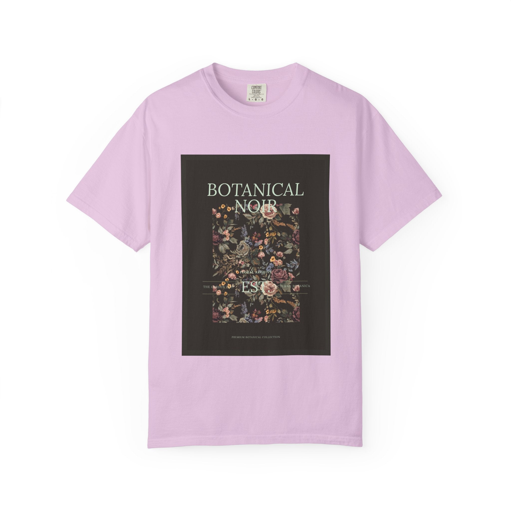 Botanical Noir Unisex T-Shirt — Vintage Floral Poster Tee