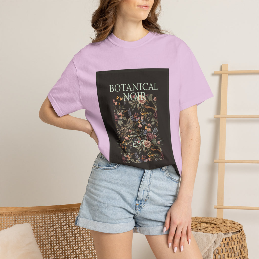 Botanical Noir Unisex T-Shirt — Vintage Floral Poster Tee