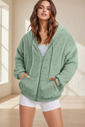 Long Zip-Up Hoodie – Soft Cotton Velvet, Oversized Fit