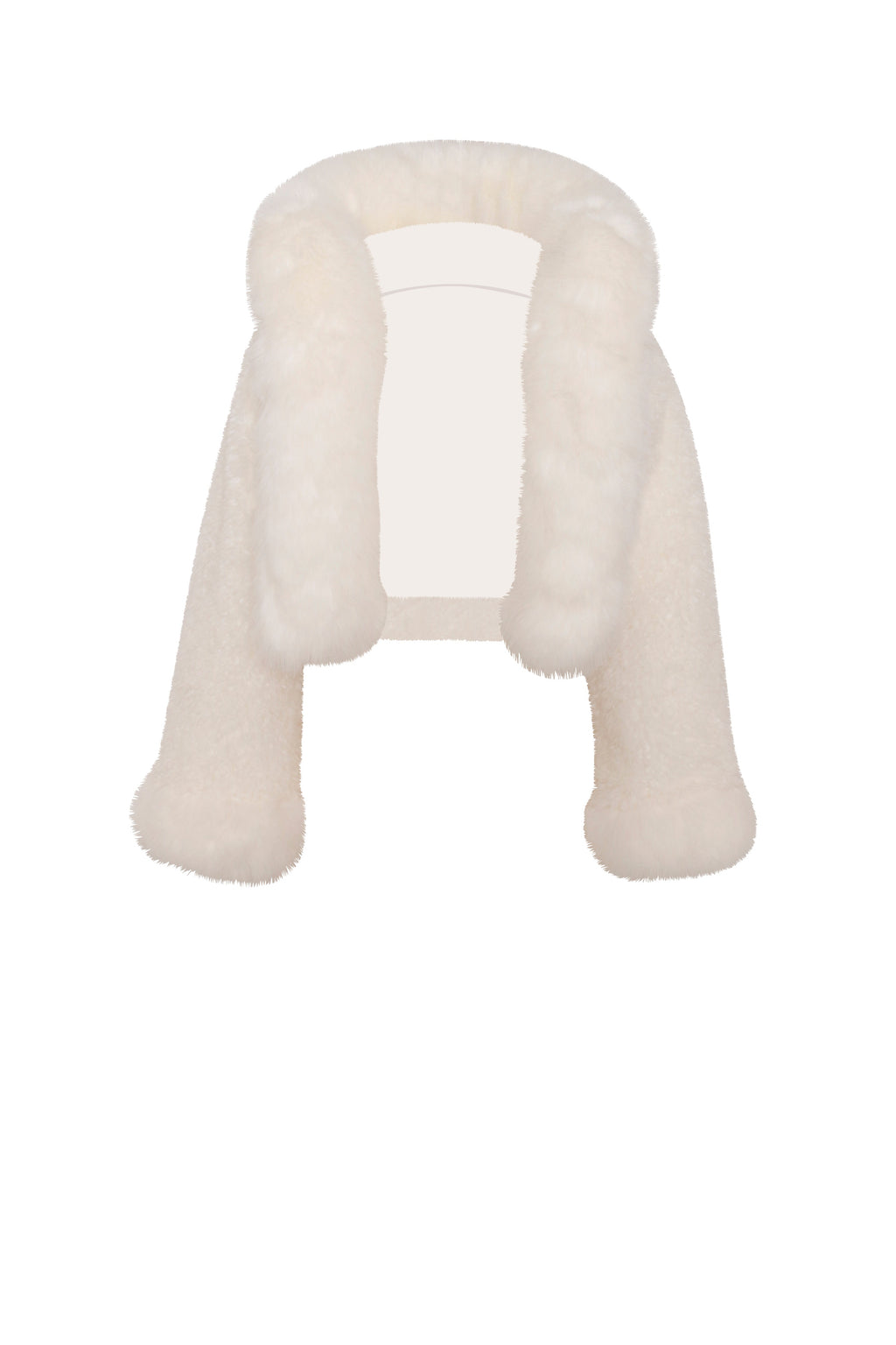 Kali White Cropped Vegan Shearling Fur Jacket