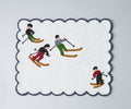 Winter Skier Christmas placemats Set – Snowy Mountain Dining Table Decor – Winter Wonderland Table Setting