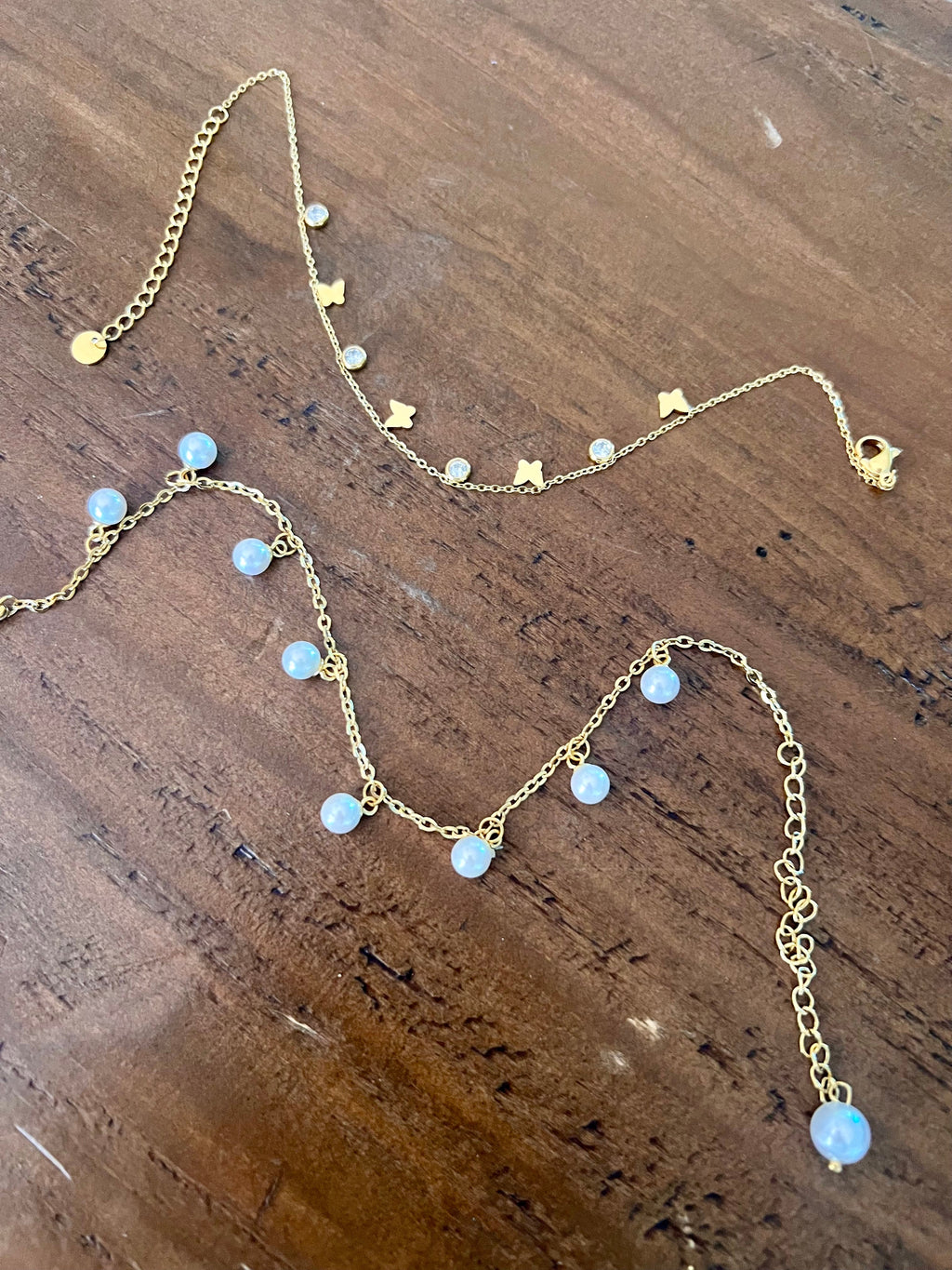 waterproof butterfly and pearl anklets