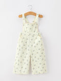 Girls Floral Print Lace Trim Wide Leg Jumpsuit