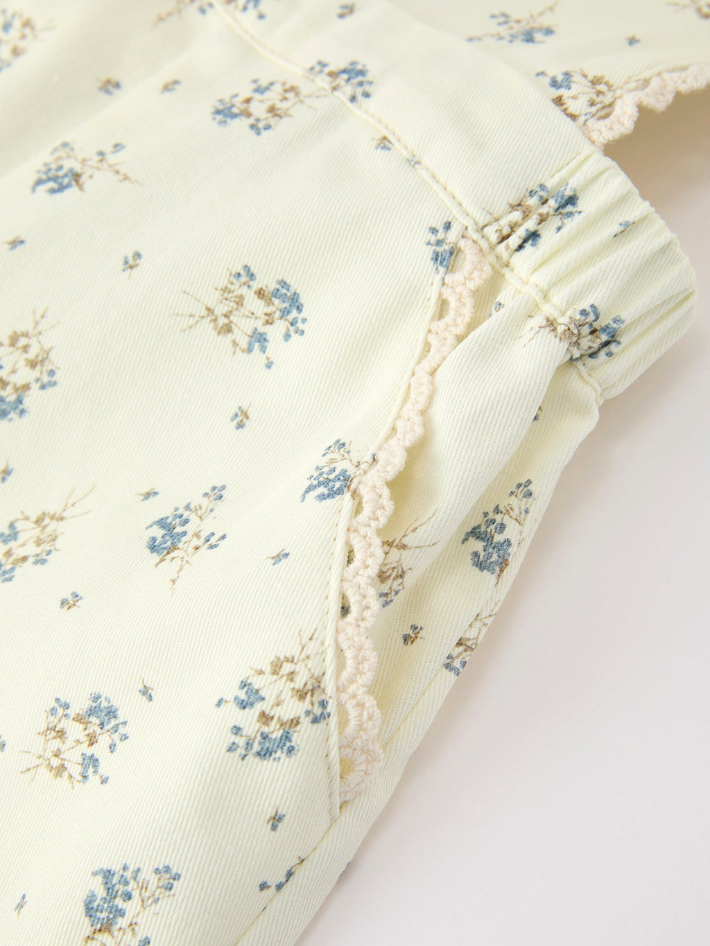 Girls Floral Print Lace Trim Wide Leg Jumpsuit