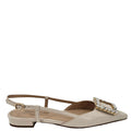 Cream Leather Lavanda Sling Back Flat
