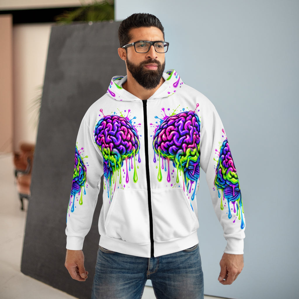 Dripping Neon Brain Zip Hoodie
