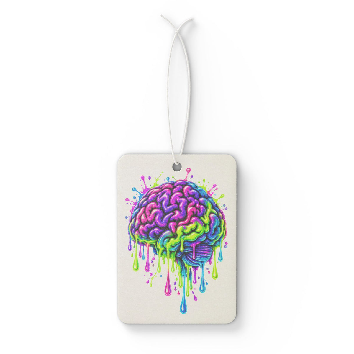 Dripping Neon Brain Car Air Freshener — Vibrant Scented Car Decor