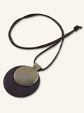 Vintage Wooden Rings Long Necklace