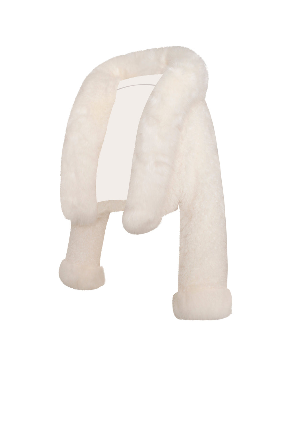 Kali White Cropped Vegan Shearling Fur Jacket