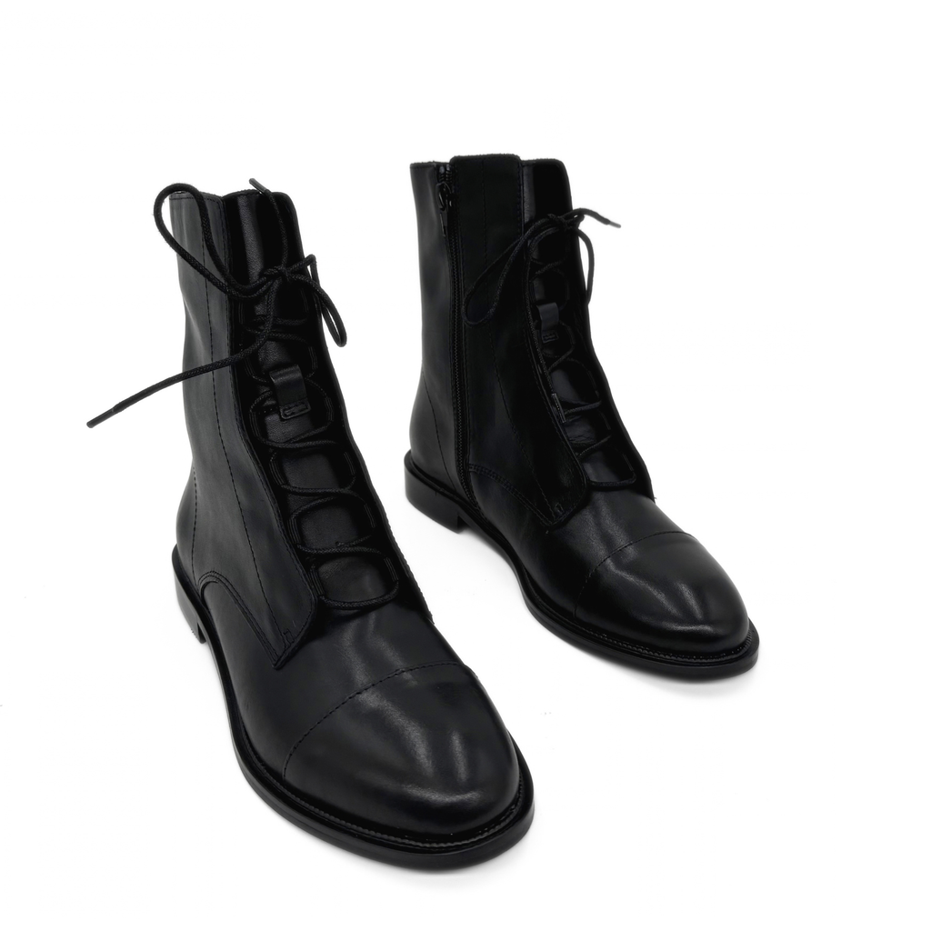 Claude Lace-Up Leather Ankle Boots