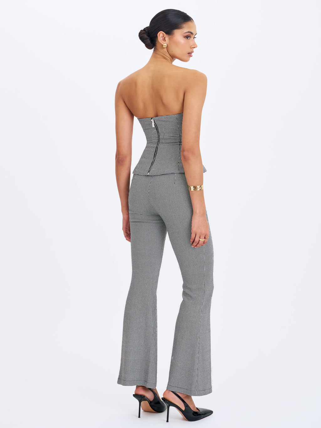 Ulli Micro-Houndstooth Flared Pants