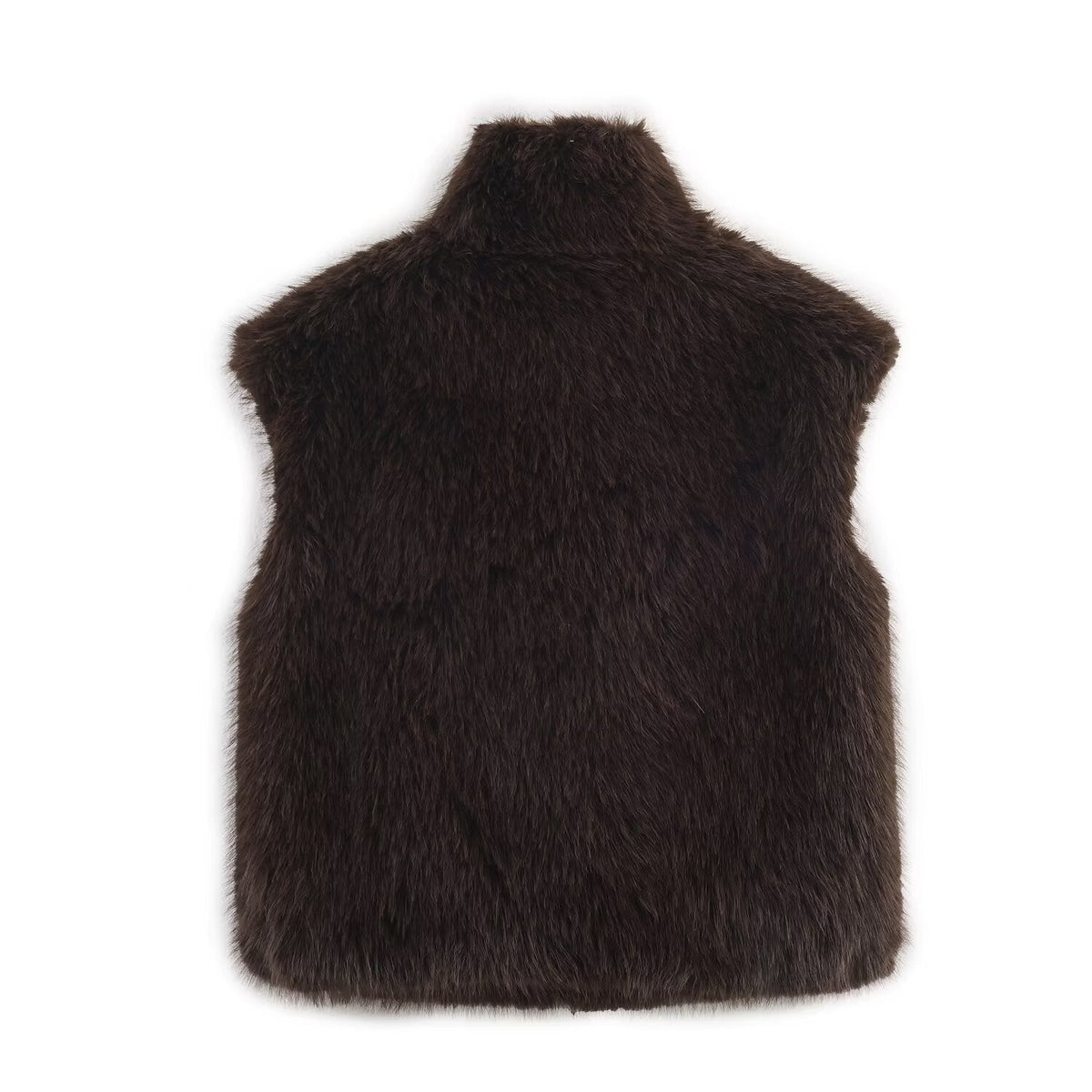BYMANYC Women's High-Neck Plush Faux Fur Vest