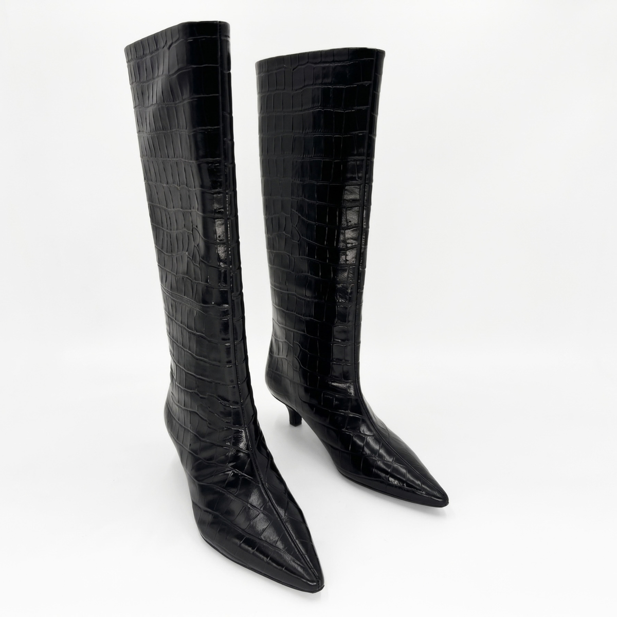 Ari Knee-High Glossed Leather Boots