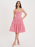 Oceana Red Candy Stripe Drop Waist Midi Dress