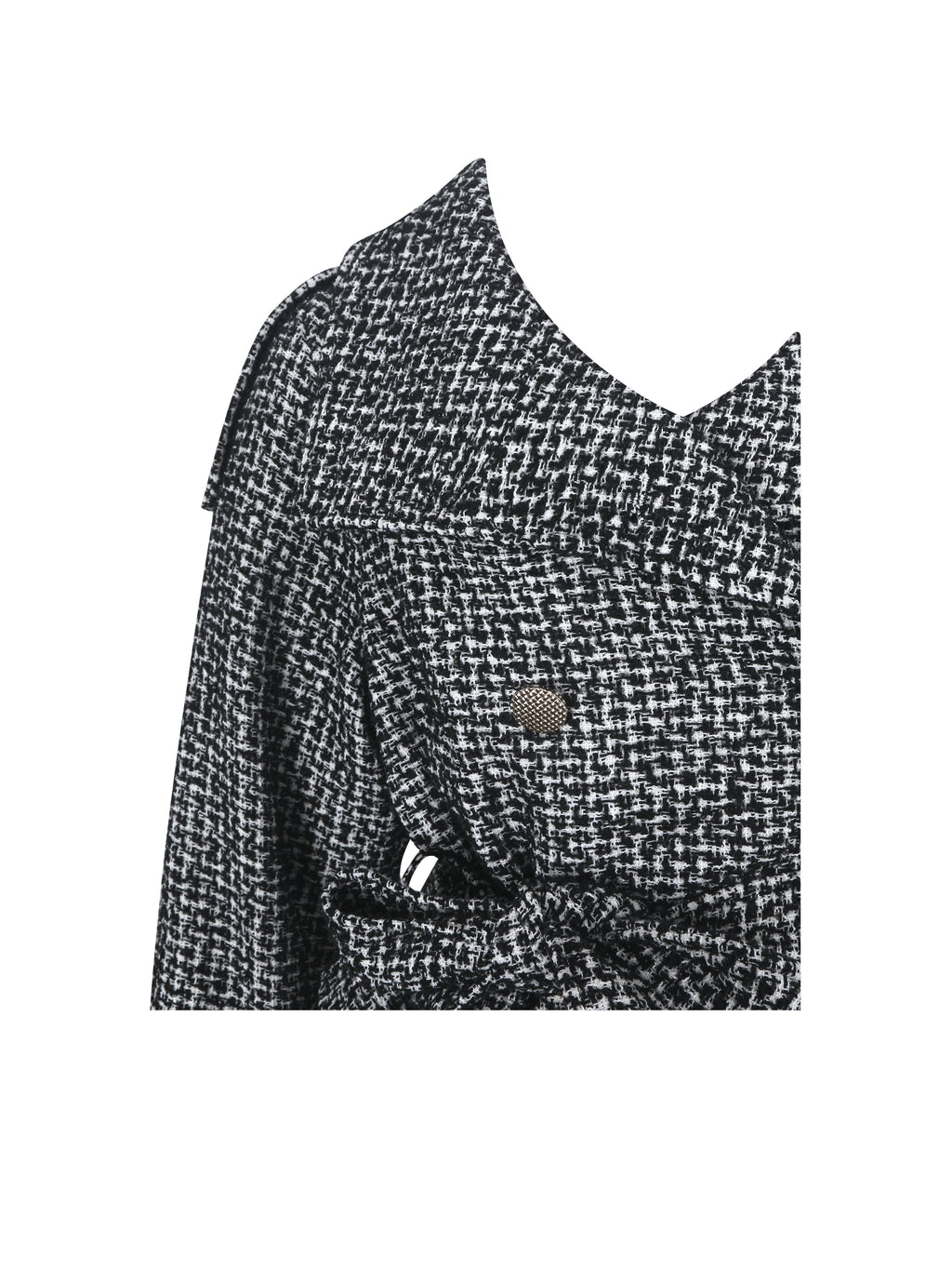 Sadie Black & White Tweed High Collar Belted Mini Jacket