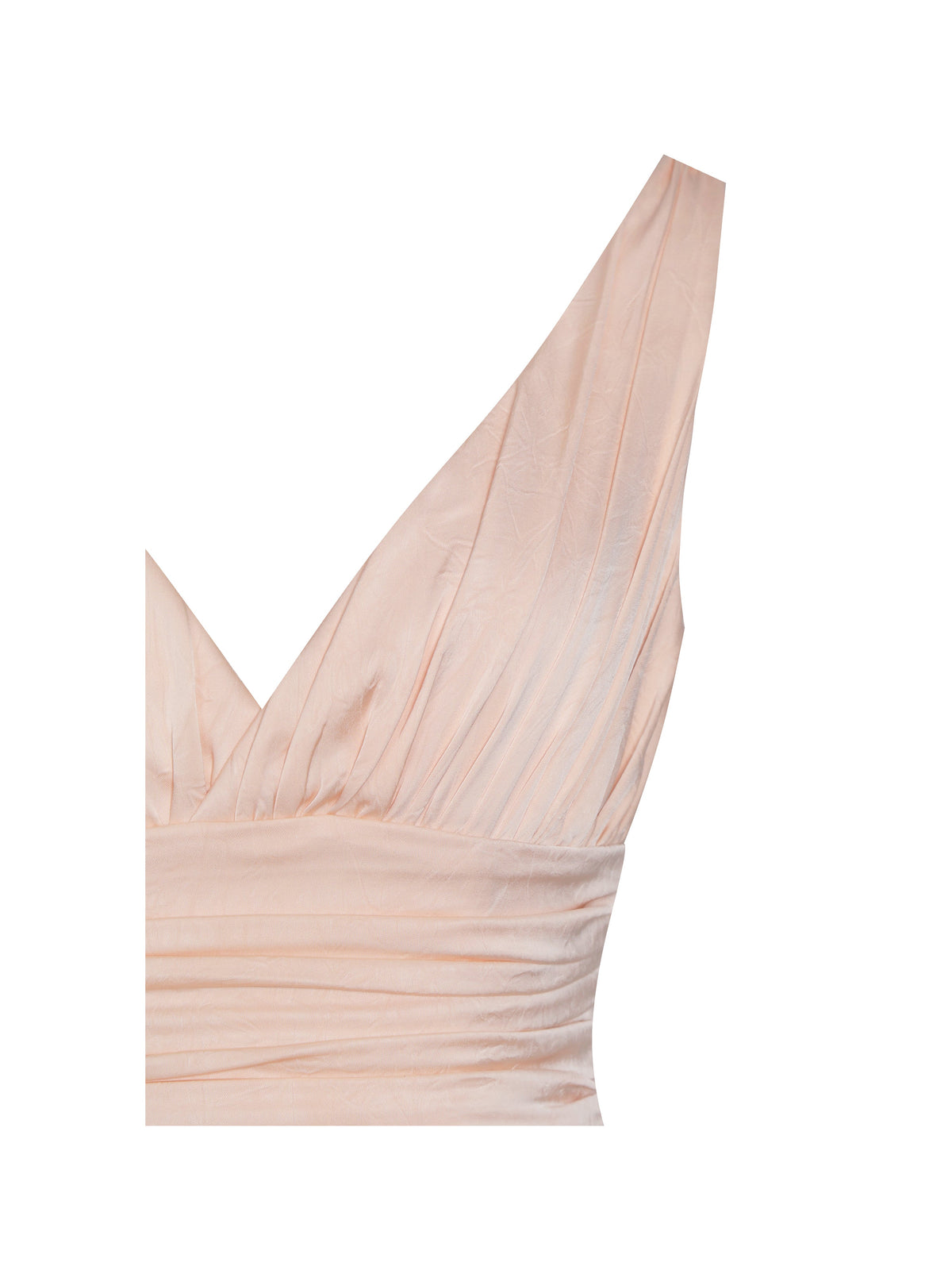 Talyssa Baby Pink Ruched Waist Double High Slit Maxi Gown (Archive Sale)