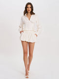 Sylvie White Pinstripe Bubble Shorts