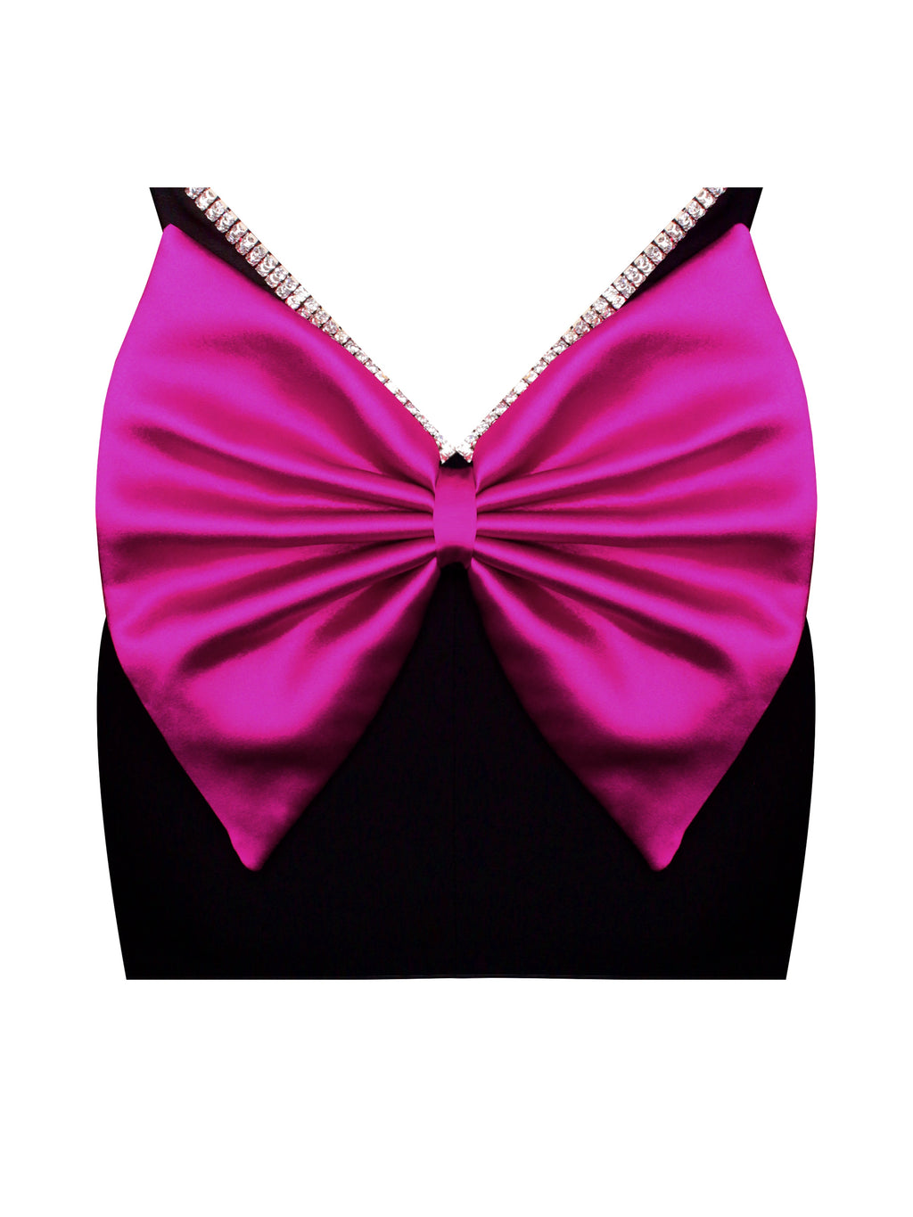 Flore Black Crystal Straps Backless Gown With Bow