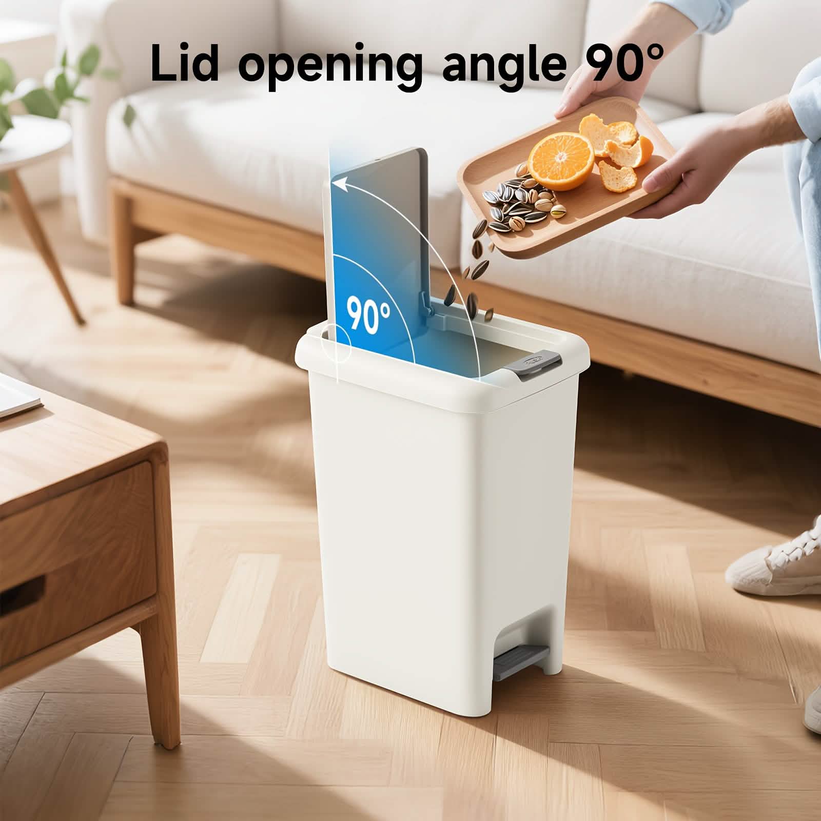 Oval Trash Can – Quiet Press-Top Lid with Foot Pedal – 20L
