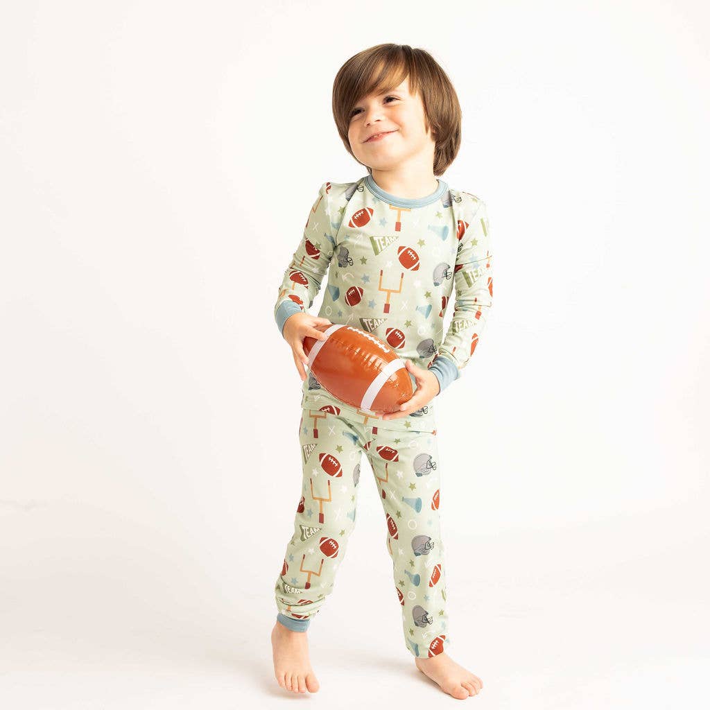 Football Game Day Boys Two-Piece Bamboo Kids Pajama Pants Set